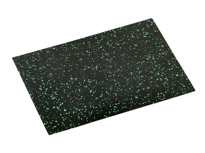 An engineer's durometer measuring the Shore A hardness of a rubber flooring sample.